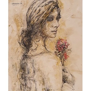 Moazzam Ali, Flower & Flower Series, 20 x 24 Inch, Watercolor on Paper, Figurative Painting, AC-MOZ-154